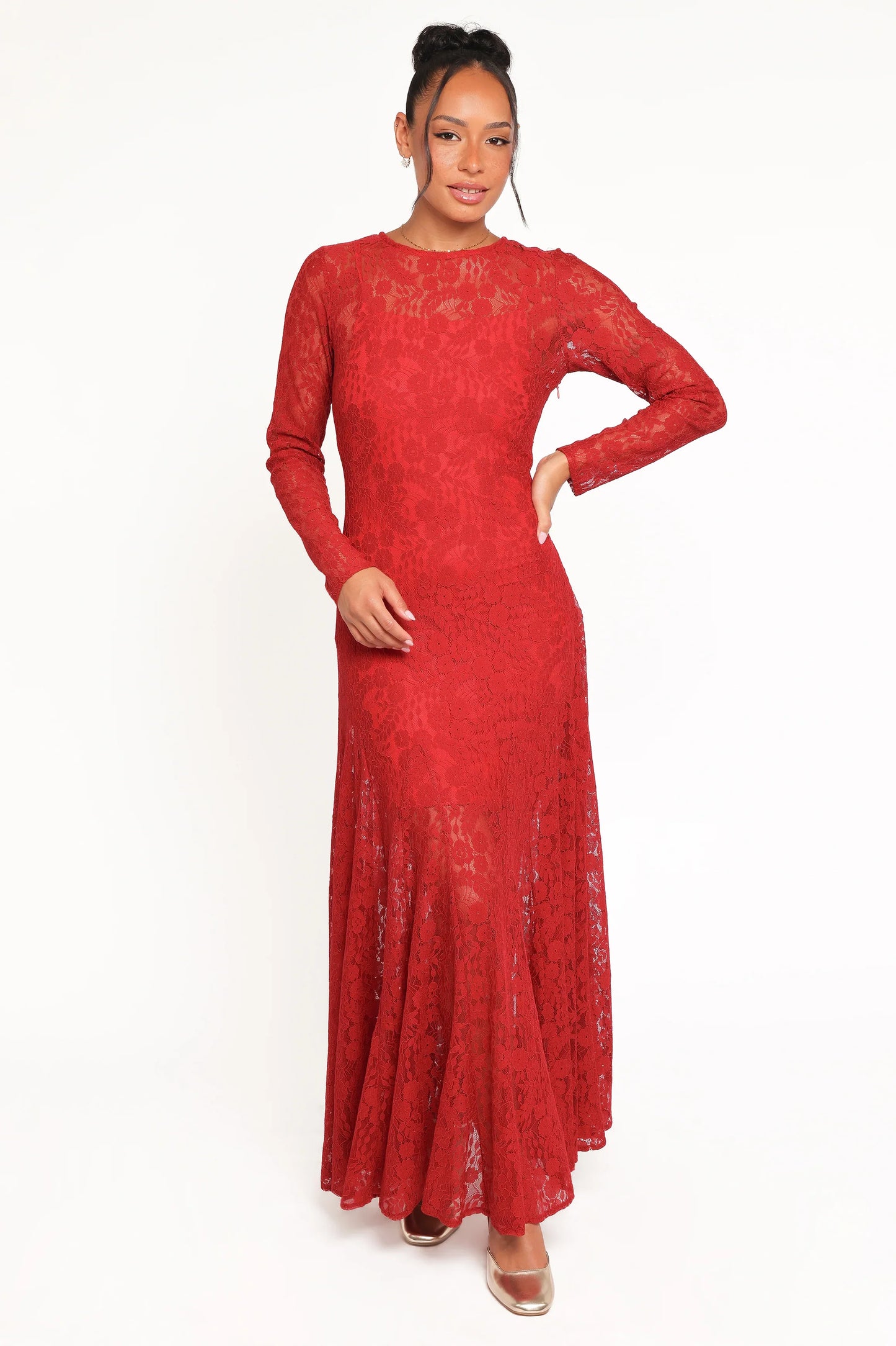 Keani Long Sleeve Maxi Dress Red