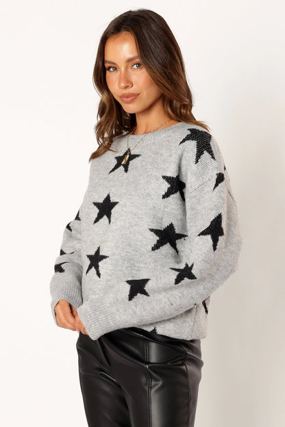 Janiyah Star Knit Sweater Grey Black