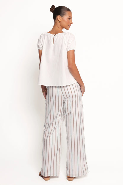 Ember Cotton Pants Blue Brown Stripe