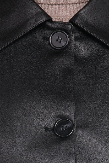 Hope Crop Faux Leather Jacket Black