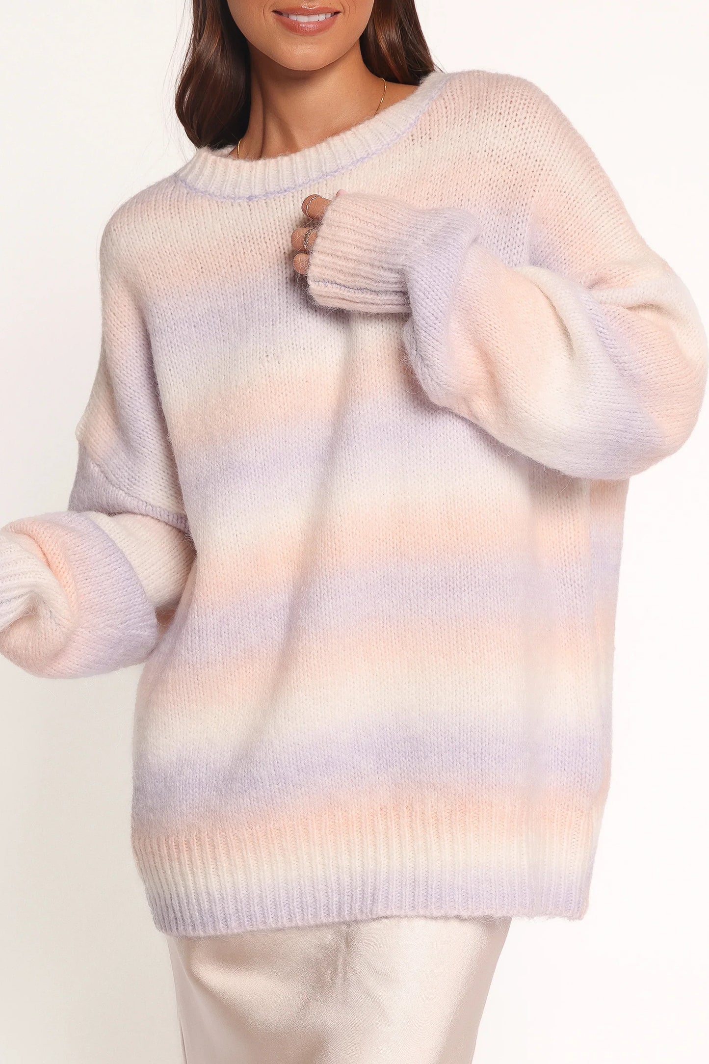 Joy Knit Sweater Lavender Stripe