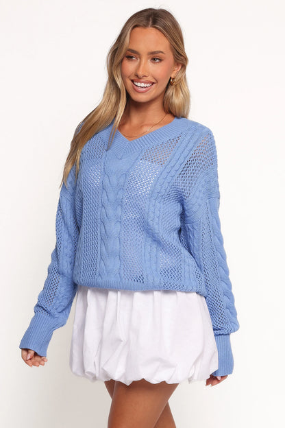 Janie Knit Sweater Blue