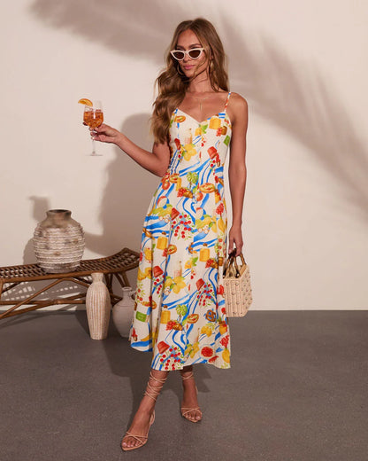 Coastal Cravings Novelty Print Midi Dress