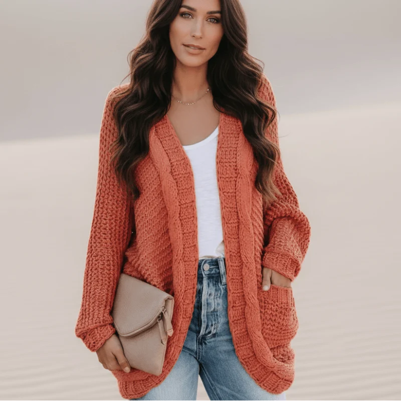 Boho Oversized Knit Cardigan with Pockets