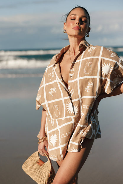 Sebastian Romper Tan Soleil Print