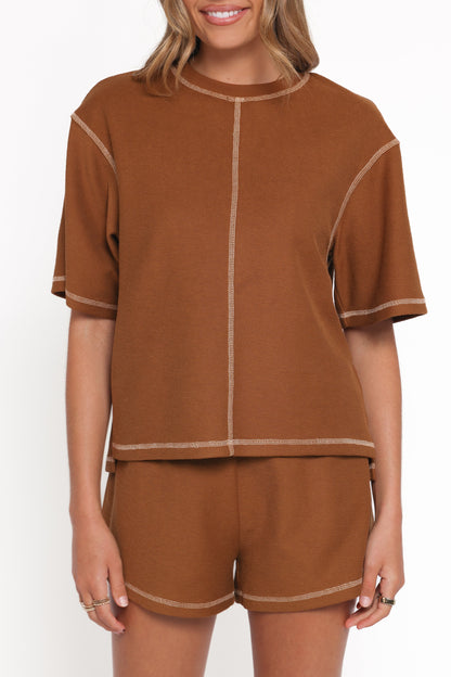 Melody Knit Short Set Chocolate