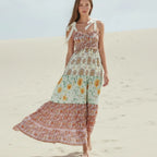 Floral Patchwork Boho Maxi Dress