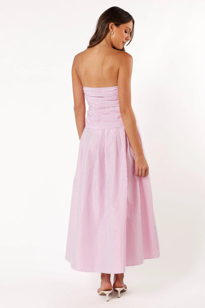 Avalee Strapless Maxi Dress Pink Stripe