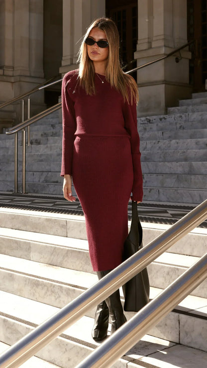 Iluka Knit Top Burgundy