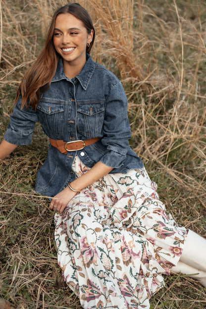 Michael Pleated Midi Skirt Paisley Floral