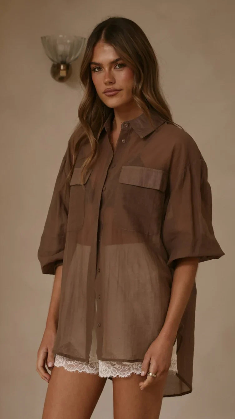 Kylie Oversized Shirt Chocolate