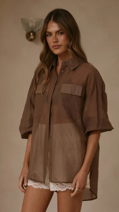 Kylie Oversized Shirt Chocolate