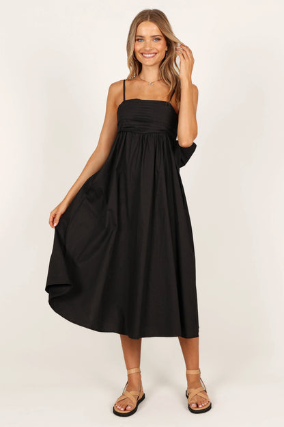 Alice Bow Back Midi Dress Black