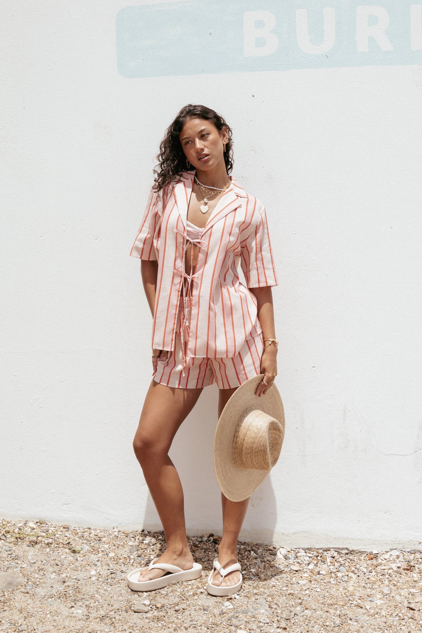 Aaliyah Tie Front Top Pink Stripe