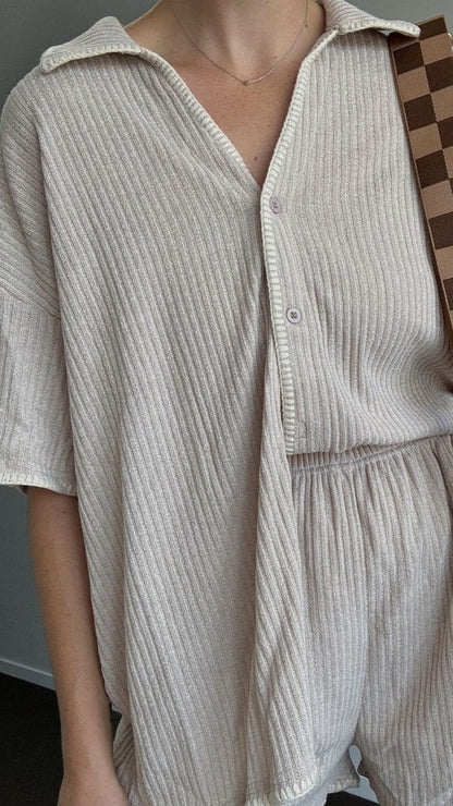 Eden Knit Top and Shorts Set Taupe