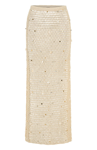 Dance With You Crochet Maxi Skirt Sand