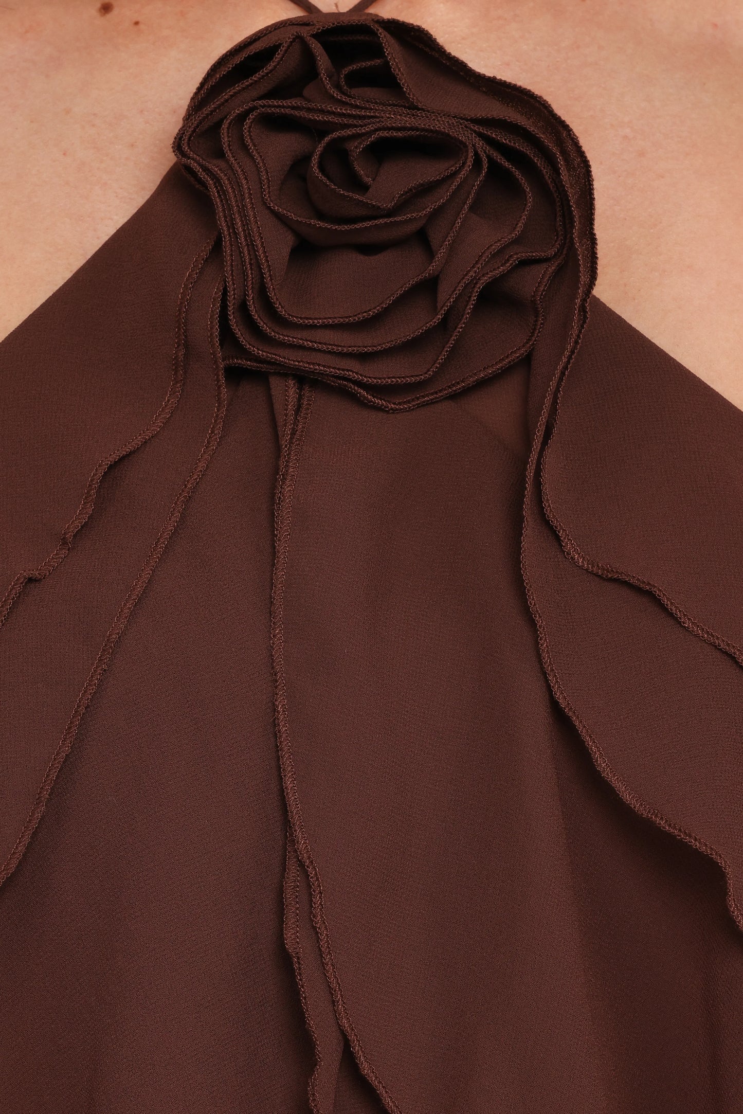 Zorina Halter Neck Chiffon Top Brown