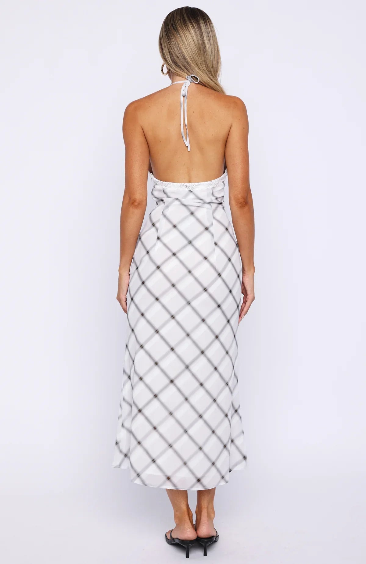 Champagne Dream Midi Dress Shadow Check