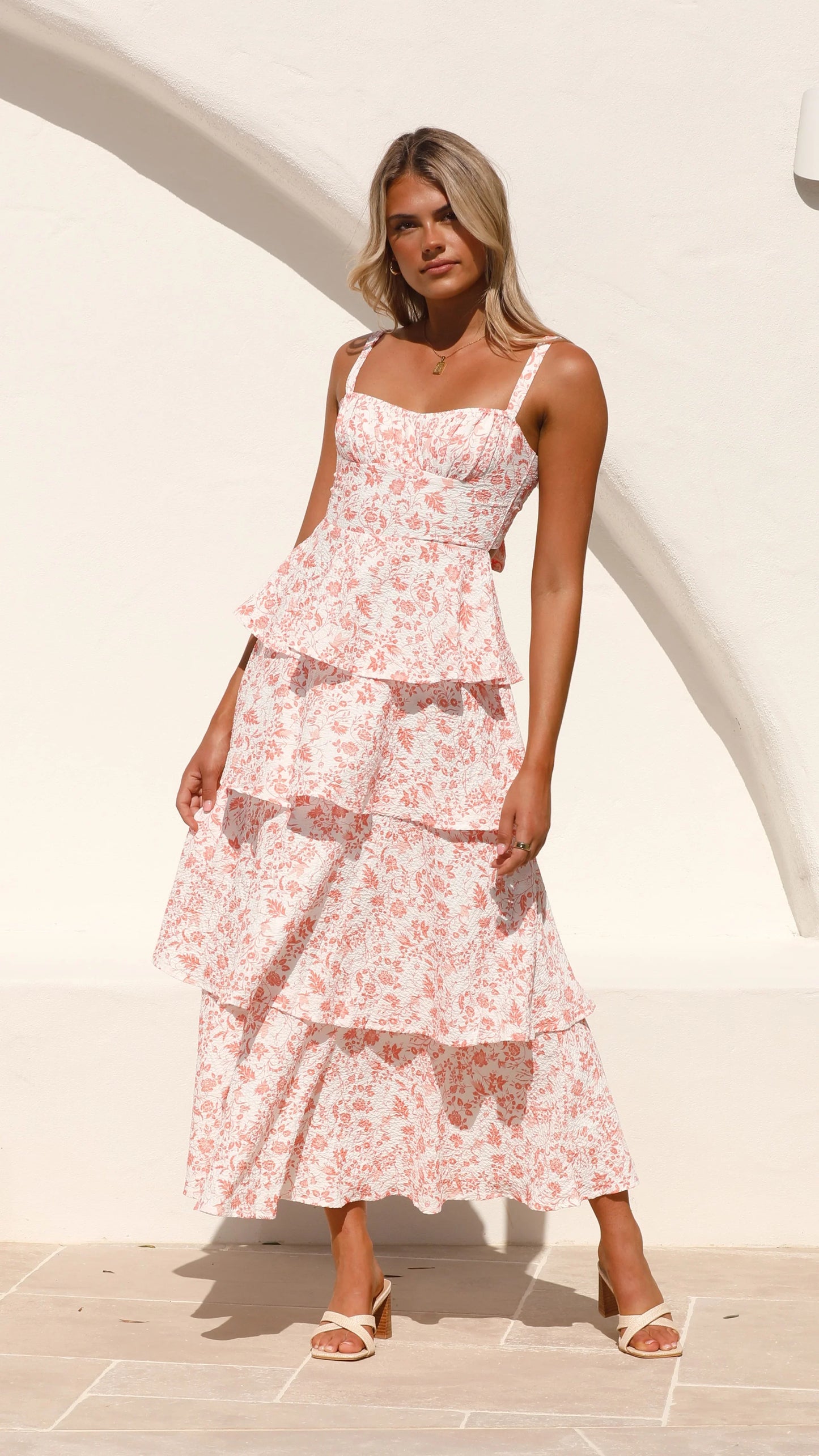 Page Maxi Dress Peach Floral
