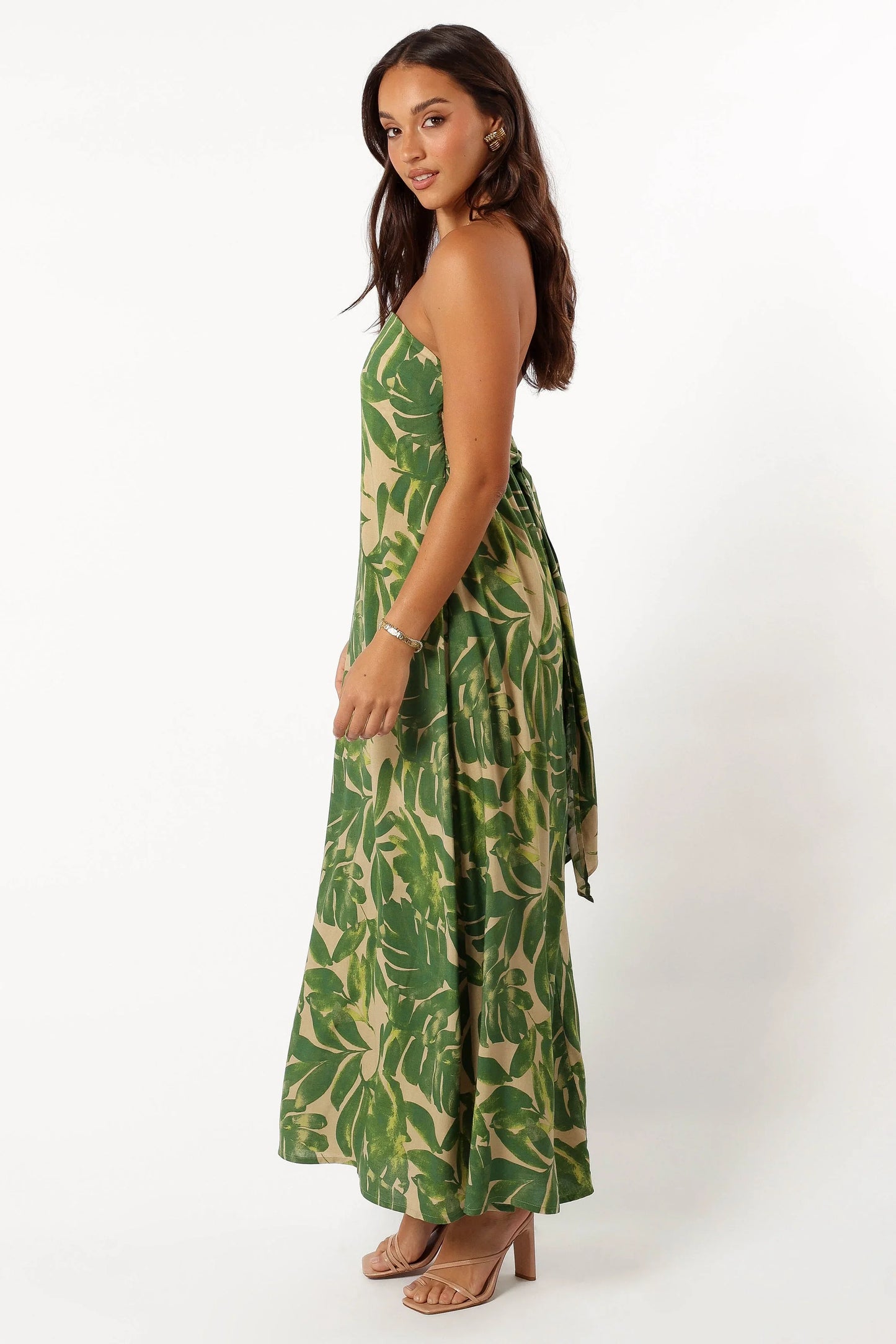 Penny Strapless Midi Dress Ibiza Palm