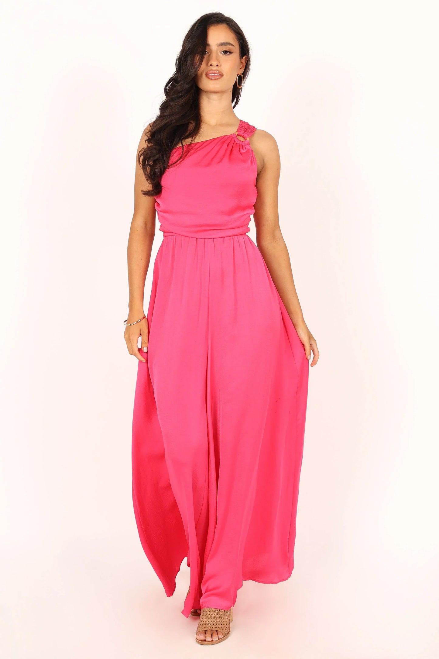 Sunanda One Shoulder Jumpsuit Fuchsia