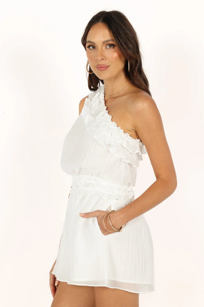 Tilly One Shoulder Romper White