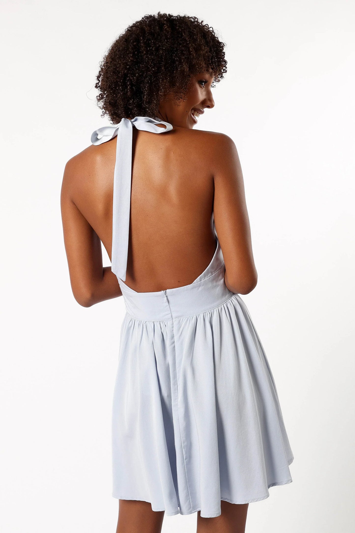Leigh Halterneck Mini Dress Light Blue