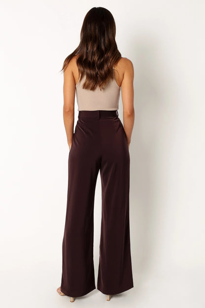 Neveah Silky Wide Leg Trousers Merlot