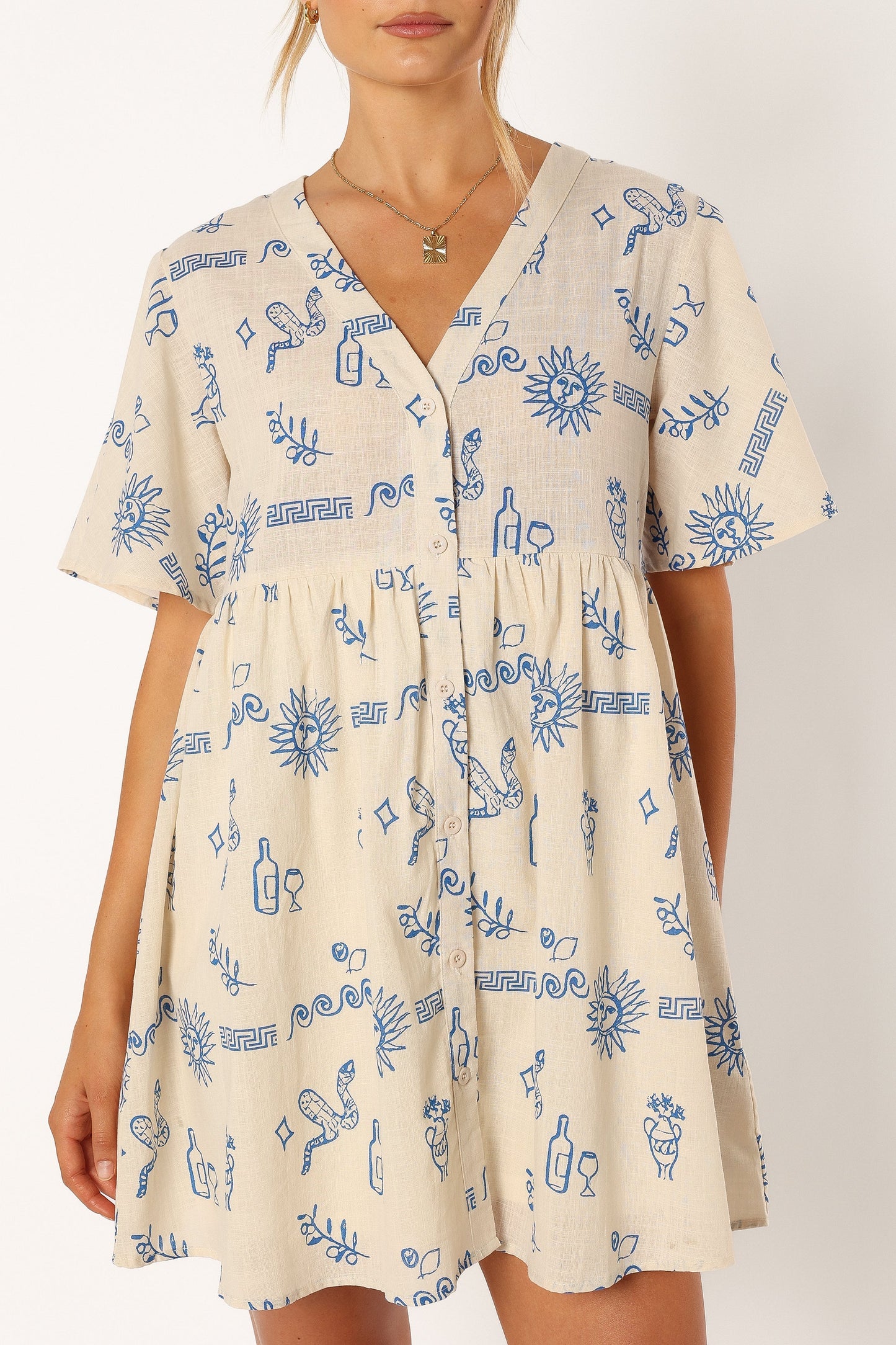 Elias Mini Dress Beige Blue