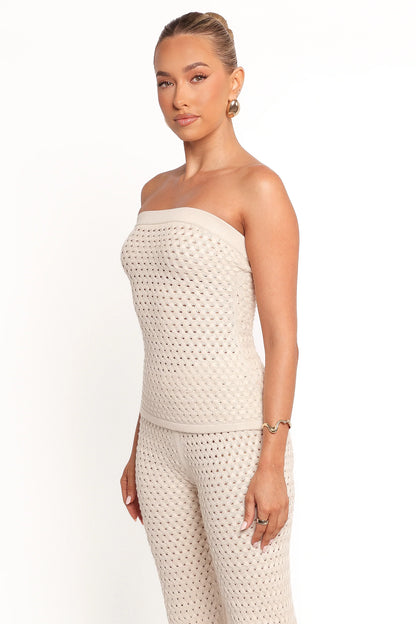 Fonte Strapless Knit Top Cream