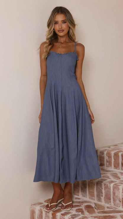 Tanya Maxi Dress Blue Denim