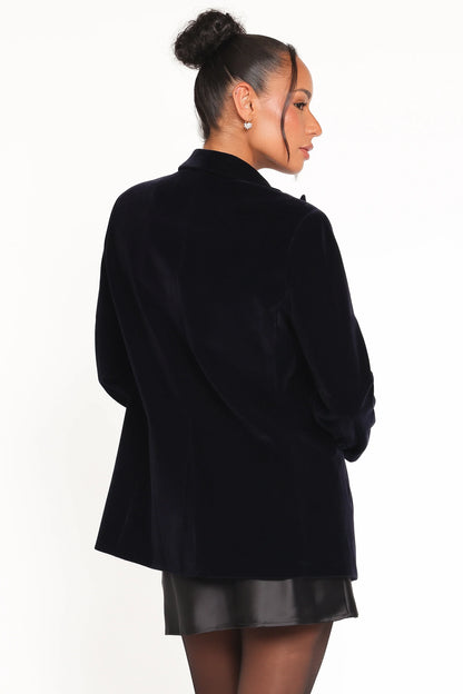 Clive Velvet Blazer Navy