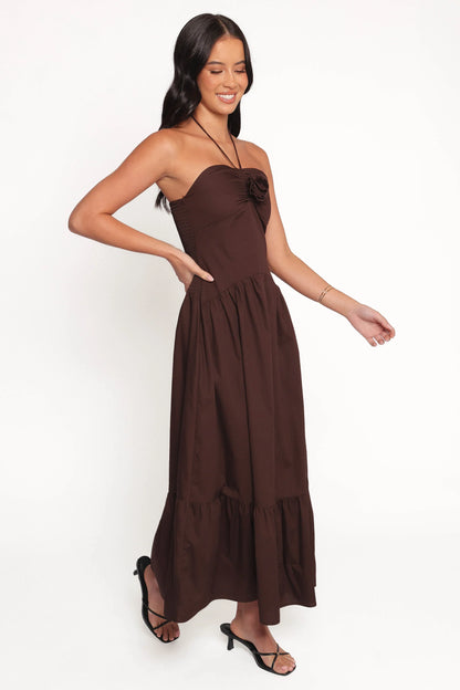 Soleila Halter Maxi Dress Chocolate