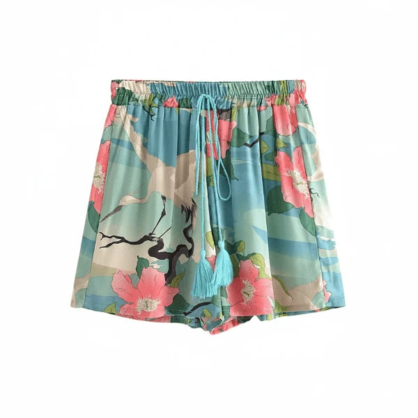 Coastal Paradise Boho Floral Shorts