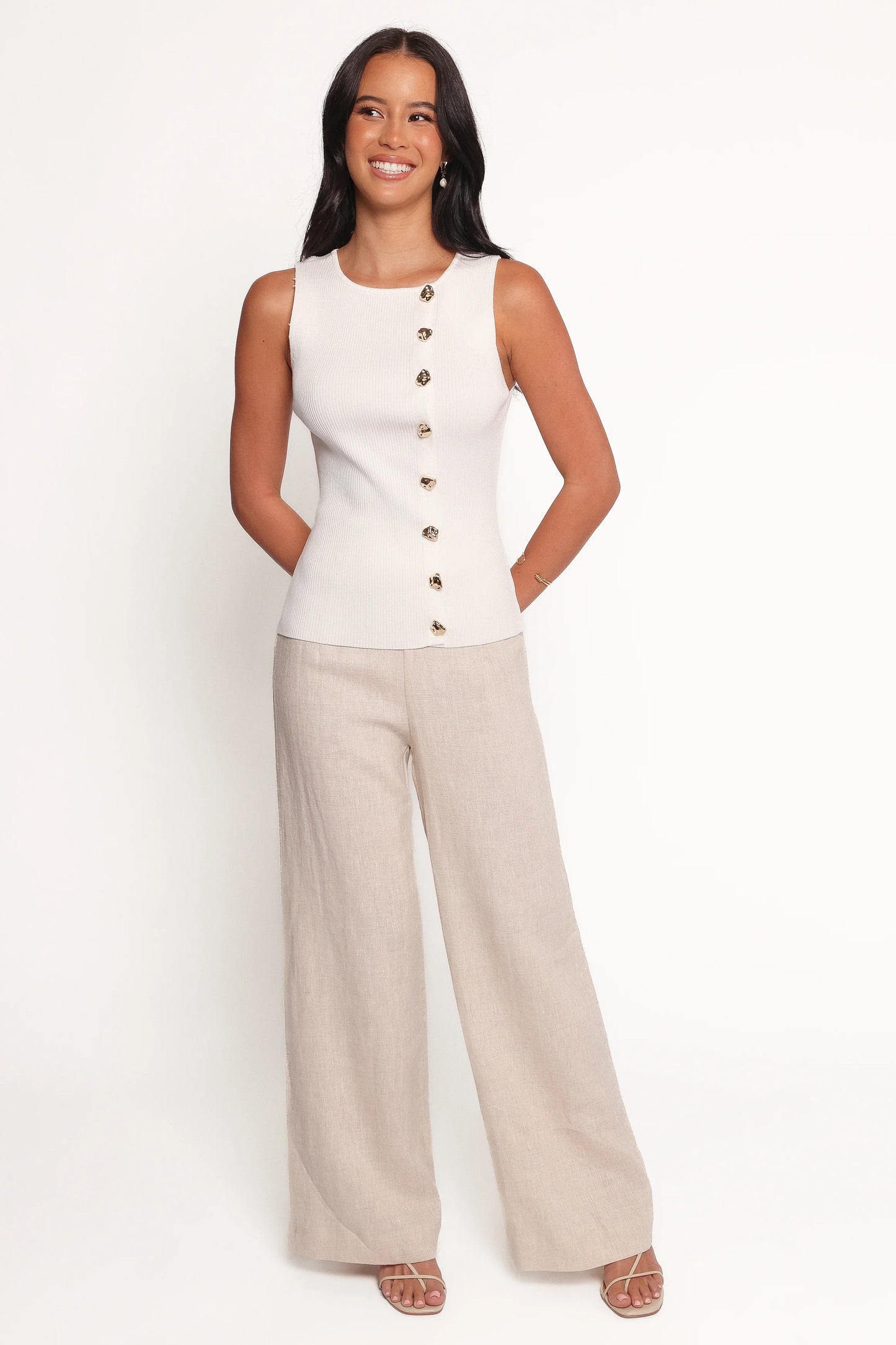 Lysa Knit Vest Top White
