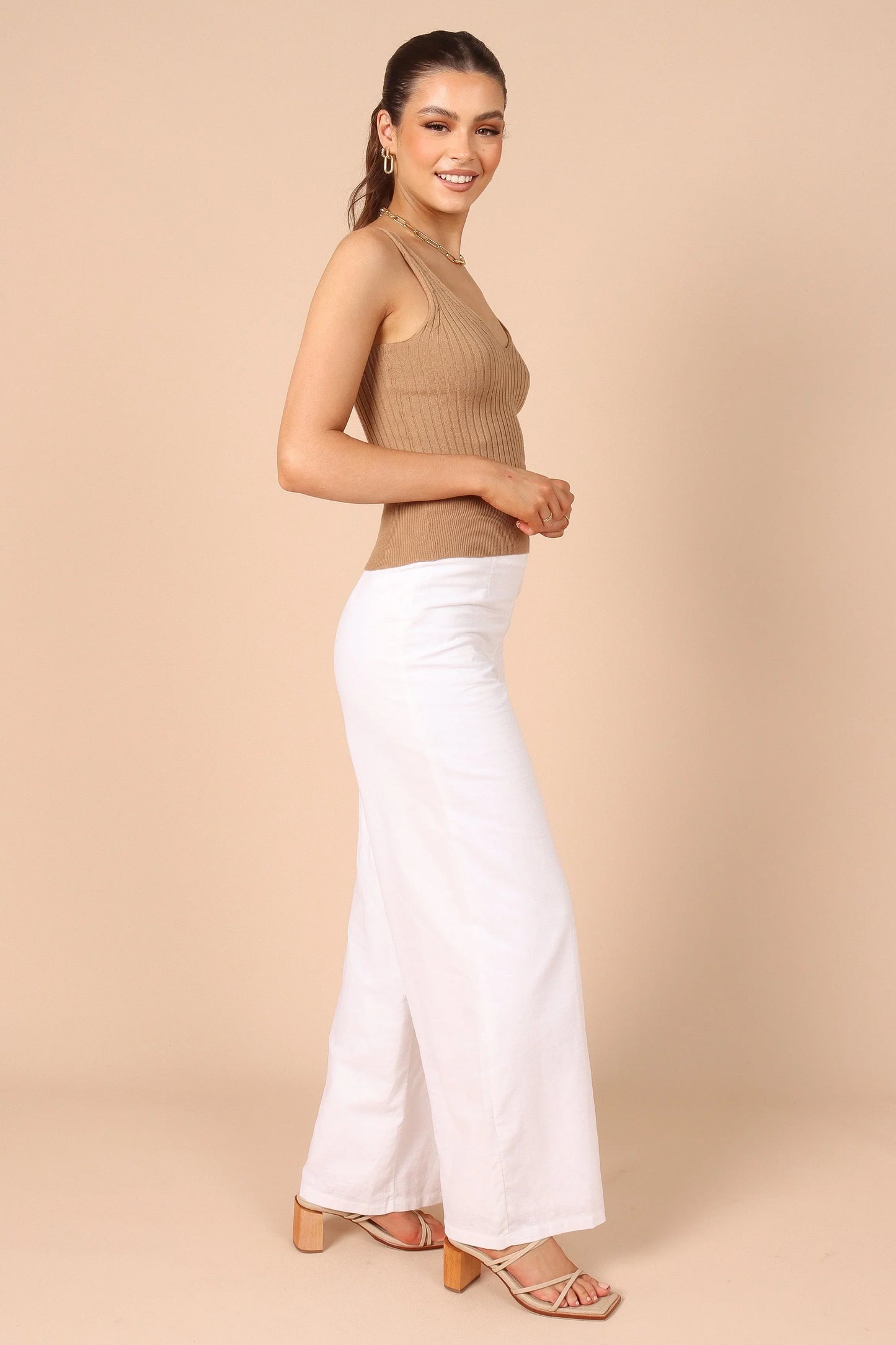 Gemma V Neck Tank Top Camel
