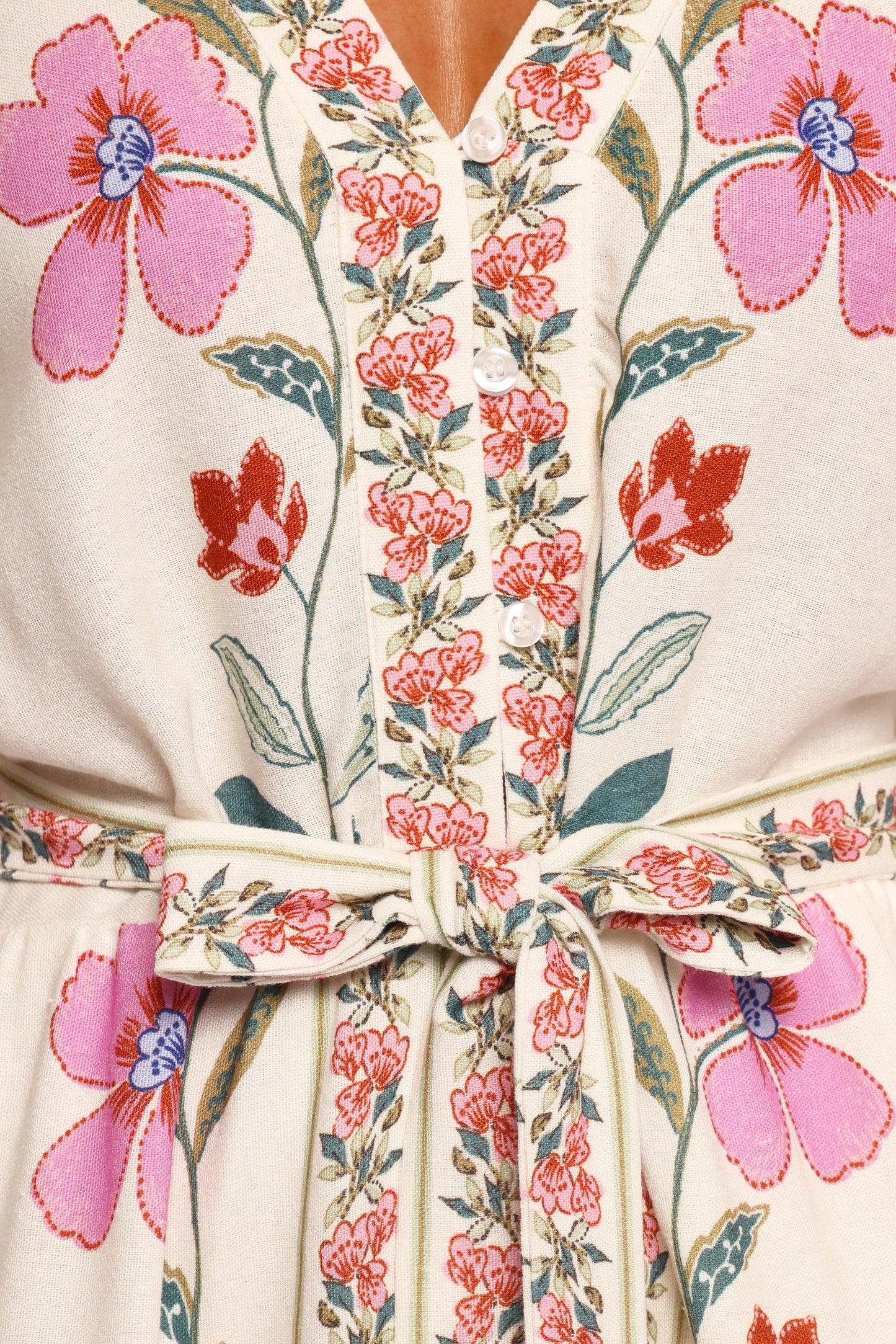 Ginger Tie Waist Romper Pink Multi