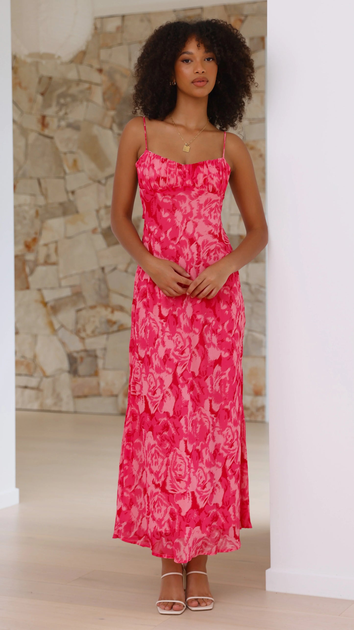 Margie Midi Dress Pink Floral