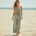 Sage Floral Crop Top Wide Leg Pants Set