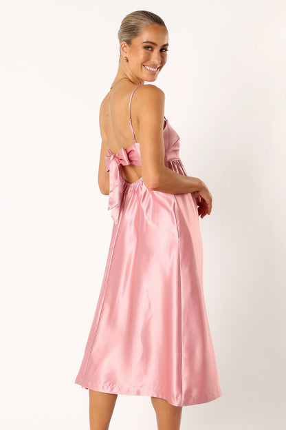 Teagan Bow Back Midi Dress Soft Pink