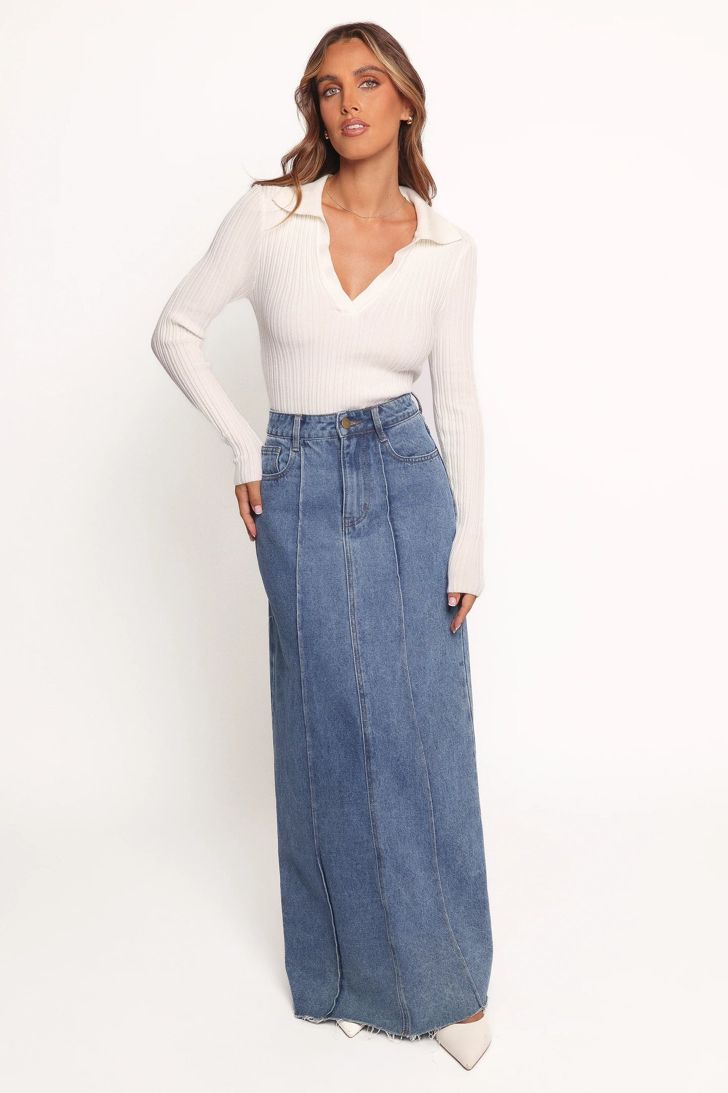 Emmerson Long Sleeve Knit Top White