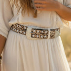 Boho Leopard Print Leather Belt