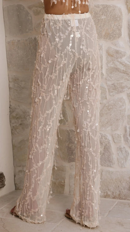 Zabby Sequin Pants Beige