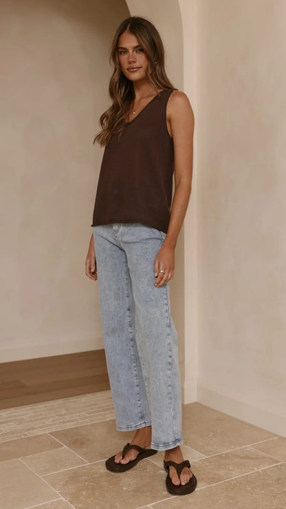 Annie Scoop Neck Tank Chocolate
