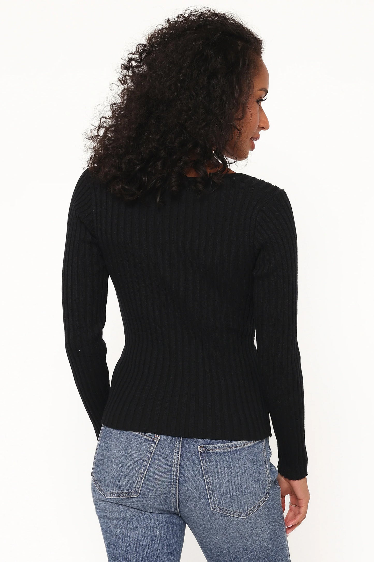 Demi Twist Detail Knit Top Black