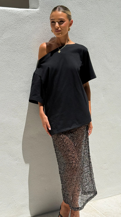 Verlo Sequins Maxi Skirt Black