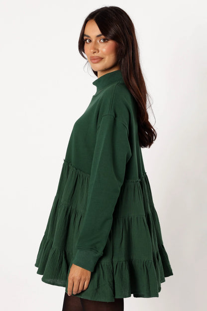 Minia Long Sleeve Mini Dress Hunter Green