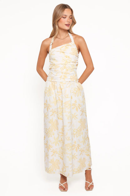 Jemma Halter Maxi Dress Yellow Floral