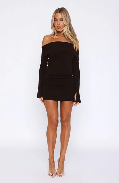 Parental Guidance Knit Mini Dress Chocolate