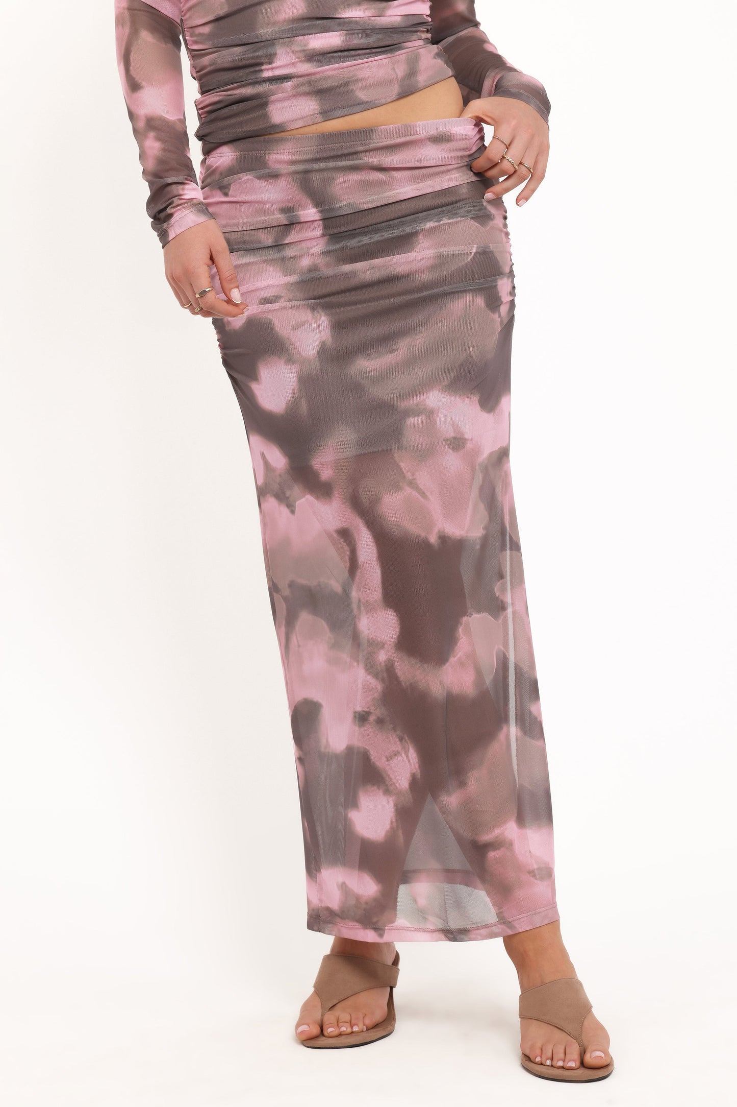 Caelira Skirt Pink Brown Print